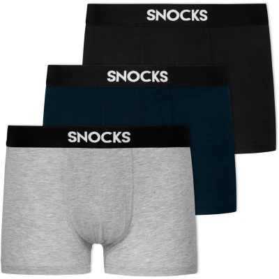 Afbeelding van Snocks 3 PACK Premium Boxer Onderbroeken, Heren, Maat: XL, Mix (schwarz/grau/blau)
