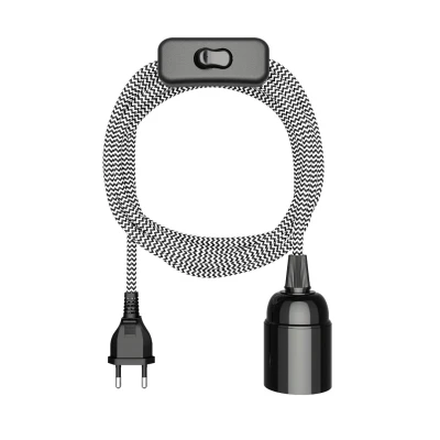 Afbeelding van E27 hanglamp 3 meter Met schakelaar Zwart/wit