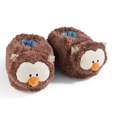 Afbeelding van pantoffels uil Oscar maat (M) 34 37 bruin Duurzame warme knuffelpantoffels voor jongens en meisjes dierenschoenen met antislipzolen