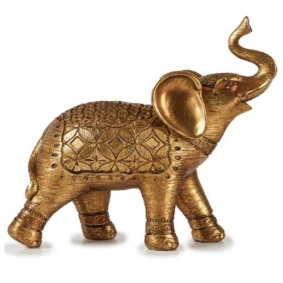 Afbeelding van Giftdecor Olifanten dieren beeld 11 x 27 cm goudkleurig