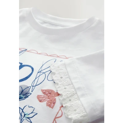 Afbeelding van Next Floral Graphic Tshirt print voor kinderen, Maat: 116, White