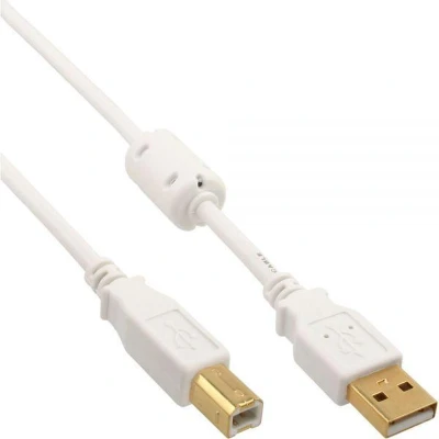 Afbeelding van USB naar B kabel USB2.0 tot 2A / wit 5 meter