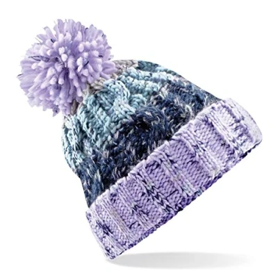 Afbeelding van Beechfield B486 Kurkentrekker Pom Beanie Stijlvolle Wintermuts, Veelkleurig (Lavender Fizz 000), One size