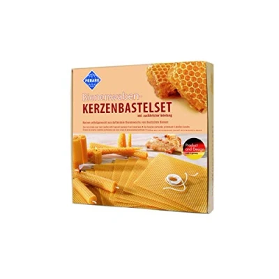 Afbeelding van Pebaro WACHS SET 1 Bijenhoningraat kaarsenknutselset voor het knutselen van kaarsen, 7 honingraatplaten 20 x 20, lont, creatief cadeau idee