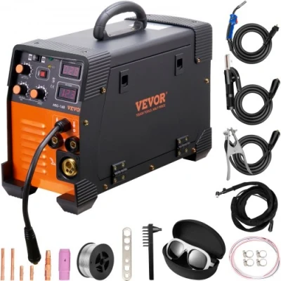 Afbeelding van VEVOR MIG/MMA/TIG 3 in 1 lasapparaat 50 160 A vuldraad lassen (0,6 mm &amp; 0,8 mm) IGBT technologie 2,2 12 m/min draadsnelheid 5,6 kVA nominaal ingangsvermogen IP21S beschermingsklasse