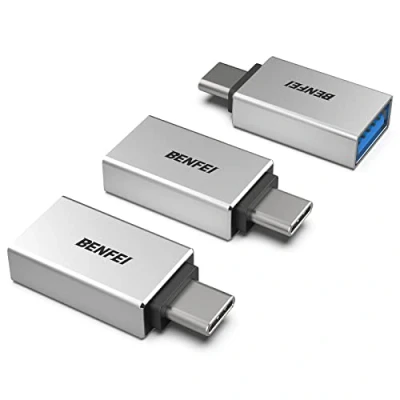 Afbeelding van USB C naar 3.0 adapter, set van 3 BENFEI man vrouw compatibel met MacBook 2018 2017 2016, Samsung Galaxy Note 8, S8 + S9, Google Pixel, Nexus, Zilver