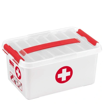 Afbeelding van SUNWARE Q Line First Aid Box + 1 Tray 6 Liter 300 x 200 140mm wit/transparant/rood