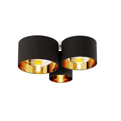 Afbeelding van Lindby plafondlamp 3 lichts stof, metaal H: 25.5 cm E27 zwart, goud