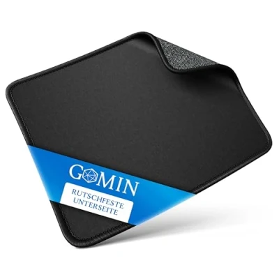 Afbeelding van Gomin muismat, 23 x 18 cm, gaming antislip en waterdicht, genaaide randen, muismat verbetert snelheid precisie, voor pc, kantoor, laptop, computer, zwart