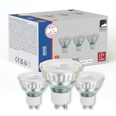 Afbeelding van EGLO Set van 3 GU10 LED lampen, reflector gloeilampen, 4,5 watt spots (30w equivalent), neutraal wit lichtbron, 4000 Kelvin, Ø 5 cm