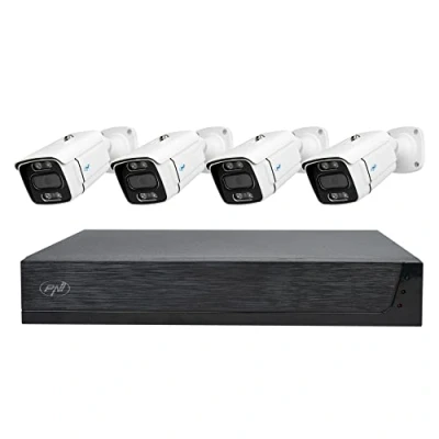 Afbeelding van PNI House IPMAX POE 3LR videobewakingskit, NVR met 4 poorten en 10 in netwerk, camera&#039;s 3MP, buiten, Power over Ethernet, gezichtsdetectie, bewegingsdetectie, kabels, voeding, muis
