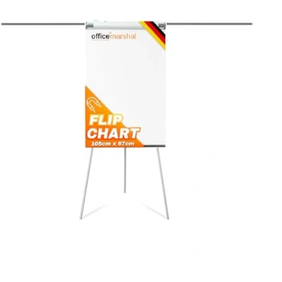 Afbeelding van Office Marshal Flipchart standaard driepoot Flip Chart Board 68 x 105 cm magnetisch, beschrijfbaar, in hoogte verstelbaar tot 180 flipcharts whiteboard ezel Coyote