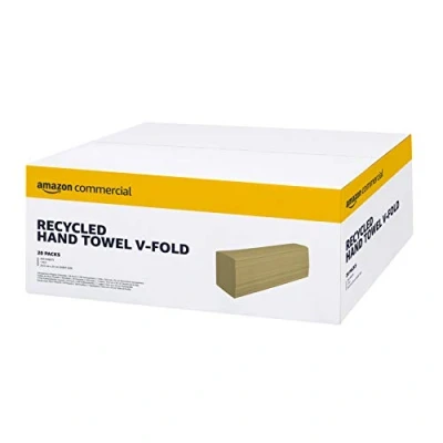 Afbeelding van Amazon Commercial Interfold Vfold handdoeken van gerecycled papier, pak 20, 5000 vellen