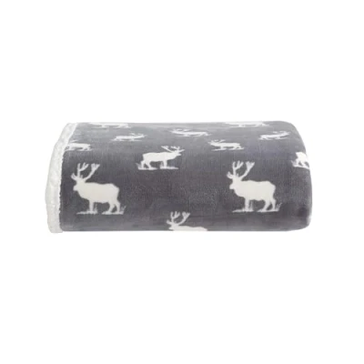 Afbeelding van Eddie Bauer Sprei deken, omkeerbaar sherpa fleece beddengoed, woondecoratie voor alle seizoenen (elandhouding grijs, gooien)