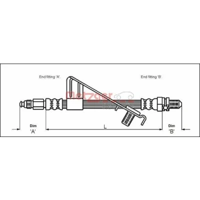 Afbeelding van METZGER 4112528 Remslang 364mm M10 x 1 FORD: FIESTA 4