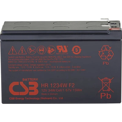 Afbeelding van CSB Battery HR 1234W high rate Loodaccu 12 V 8.4 Ah Loodvlies (AGM) (b x h d) 151 99 65 mm Kabelschoen 6.35 Onderhoudsvrij, Geringe zelfontlading