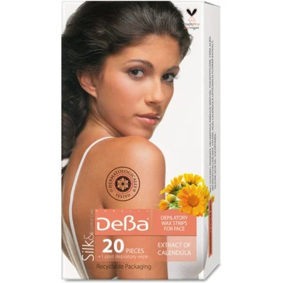 Afbeelding van Handige ontharing strips voor gezicht met voedende olien calendula zachte huid 20strips