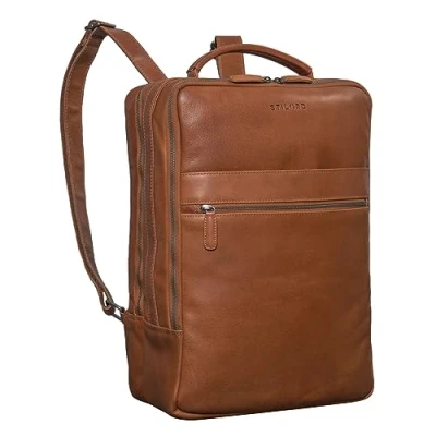 Afbeelding van STILORD &#039;Jason&#039; Laptop Rugzak 17 Inch Leer Vintage XL Business Backpack Werktas Leren Rugtas voor Reizen Universiteit Werk, Kleur:toretto donker bruin