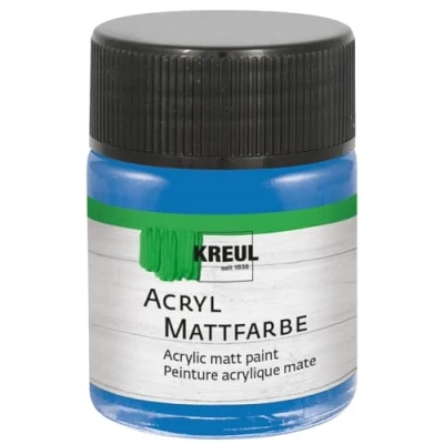Afbeelding van KREUL 75524 Matte acrylverf, gentiaanblauw in een potje van 50 ml, romig dekkende, sneldrogende verf op waterbasis, geschikt voor vele verschillende ondergronden