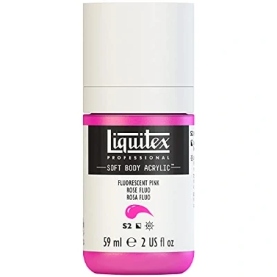 Afbeelding van Liquitex 1959987 Professionele acrylverf Soft Body Artiestenverf met romige, ondoorzichtige consistentie, hoge pigmentatie, lichtecht en verouderingsbestendig, flacon van 59 ml Rosa Fluo