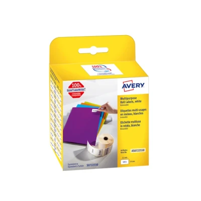 Afbeelding van Avery Zweckform Rol met etiketten Compatibel vervangt DYMO 11355, S0722550 19 x 51 mm Papier Wit 500 stuk(s) Weer verwi