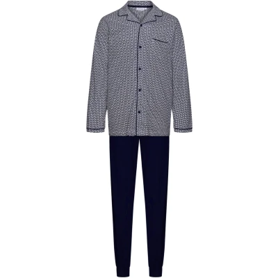 Afbeelding van Pastunette Pyjama Blue Breeze Katoen/Modal Blauw/Wit Doorknoop Maat M