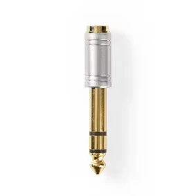 Afbeelding van 6.35 mm (m) naar 3.5 jack (v) adapter Nedis (Stereo, Verguld, Metaal)