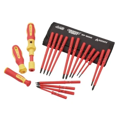 Afbeelding van Draper XP1000 19 delige draaimomentschroevendraaierset VDE dubbel geïsoleerd verwisselbaar lemmet 81762 driverset voor elektrisch gereedschap