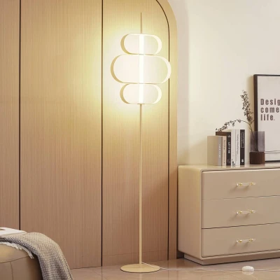 Afbeelding van Lucande vloerlamp met dimmer 1licht Metaal H: 180 cm beige, wit Inclusief lichtbron