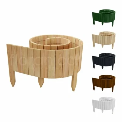 Afbeelding van Floranica Rollborder II Flexibele houten hek 200 x 20 cm Natuurlijk Grenenhout Borderrol hout Gazonrand Decoratie Tuinafscheiding
