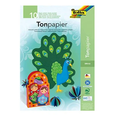 Afbeelding van Tekenblok Folia A3, 10 vel 130 gr. assorti kleuren