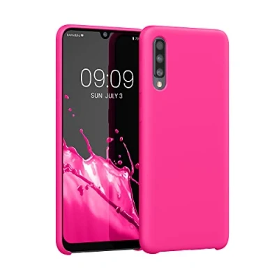 Afbeelding van kwmobile telefoonhoesje geschikt voor Samsung Galaxy A50 Hoesje met siliconen coating Smartphone case in neon roze