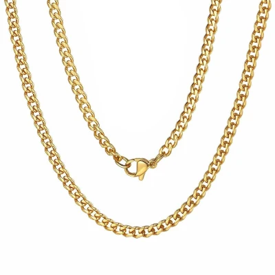 Afbeelding van Fako Bijoux® Schakelketting Staal RVS Gourmette Cuban Link 5mm 55cm Goudkleurig