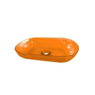 Afbeelding van Waskom Best Design Opbouw 54x34x12 cm Resin Transparant Oranje