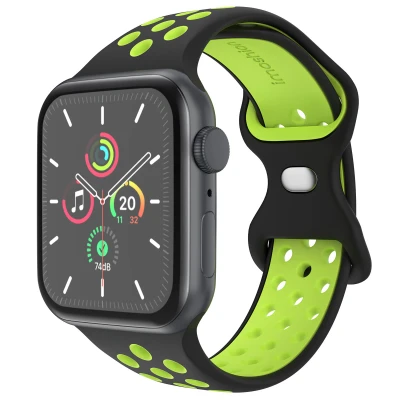 Afbeelding van Apple Watch Sport+ bandje Meerkleurig Geschikt voor Series 1/2/3/4/5/6/7/8/9/10/SE/Ultra/Ultra 2 (44/45/46/49 mm) Maat M/L Black