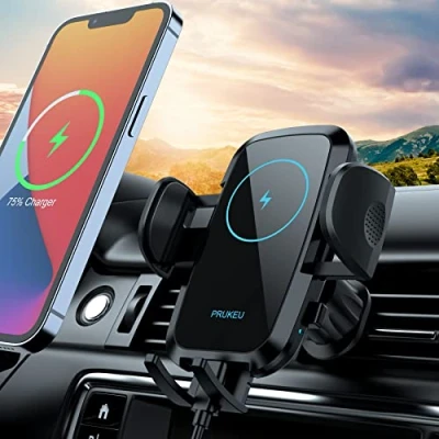 Afbeelding van PRUKEU Draadloze autolader, 15 W, Qi, inductie, laadstation voor iPhone, Samsung, Galaxy, LG, Huawei, Xiaomi, Oneplus enz