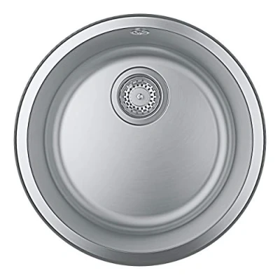 Afbeelding van Grohe ronde enkele spoelbak bladmontage opbouw afvoerplug vuilafstotend waste rvs 304 hxbxd 178x440x40mm 31720sd0