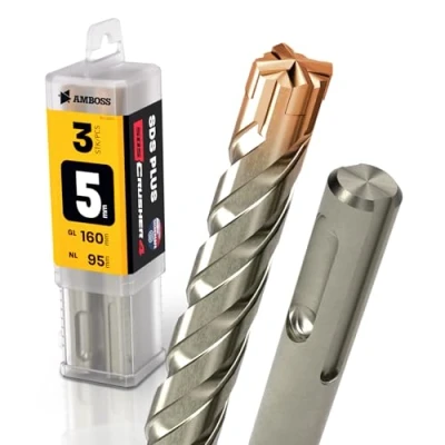 Afbeelding van SDS Plus hamerboor, 4 x snijkanten, PGM, diameter van 5,0 mm 95 mm, hardmetaal, professionele boor steenboor, metselwerk, baksteen, kalkzandsteen