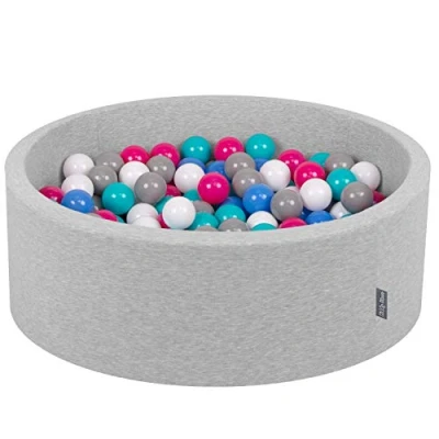 Afbeelding van KiddyMoon Schuim Ballenbak Voor Kinderen Met Ballen Ø 7 Cm Gemaakt In EU, Lichtgrijs:Wit Grijs Blauw D Roze Licht Turkoois,90X30cm/200