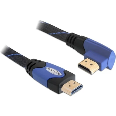 Afbeelding van Delock 82956 HDMI kabel Aansluitkabel A stekker 2 m Zwart, Blauw Rond, 4K UHD, Vergulde steekcontacten, Verdraaid