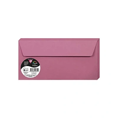 Afbeelding van Clairefontaine 55655C verpakking met 20 zelfklevende enveloppen DIN DL (11 x 22 cm) 120 g/m² kleur hortensia uitnodiging van evenementen en overeenstemming premium papier glad