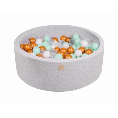 Afbeelding van Katoenen Ballenbak in Licht Grijze Kleur Ballenbakje België Wit/Goud/Transparant/Munt