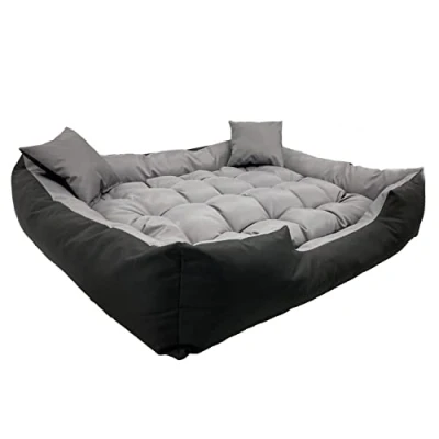 Afbeelding van Ecco Honden en kattenbed met kussen Binnenmaat: 130x100 / Buitenmaat: 145x115cm Grijs Zwart