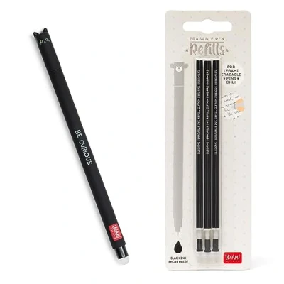 Afbeelding van Legami Uitwisbare gelpen, bal aan het einde voor verwijderen van inkt zonder vel te slijten Zwarte inkt, temperatuurgevoelige 0,7 mm diameter de punt Cat thema