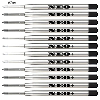 Afbeelding van Kwaliteit balpenvullingen, goedkoop maar langdurig, 0.7 punt. Compatibel met Parker Balpen ook. G2 Stijl Vulling (12 x zwarte inkt)