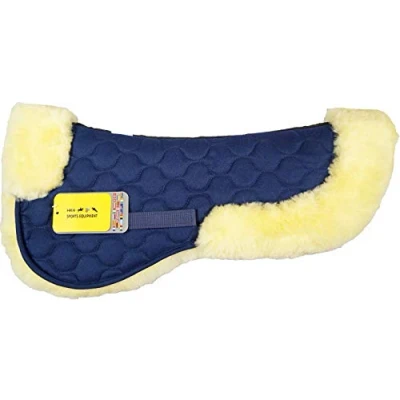 Afbeelding van HKM Zadelonderlegger van echt lamsvel Navy/Ecru Full Zadelonderleggers paard