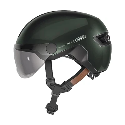 Afbeelding van ABUS HUD Y ACE cityhelm stijlvolle fietshelm met vizier en magnetisch, oplaadbaar LED achterlicht voor mannen vrouwen zilver, maat L