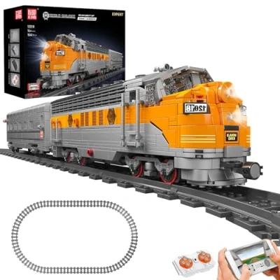 Afbeelding van Mould King 12018 technologie afstandsbediening US EMD F7 WP Diesel Track Train Kit verlichting blok LED met klem transport rail (1541 stuks)