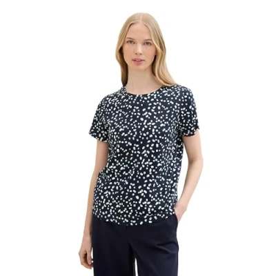 Afbeelding van TOM TAILOR T shirt voor dames, 36407 Tiny Blue Dot Print, L