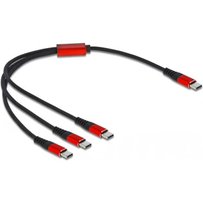 Afbeelding van Delock USB Charging Cable 3 in 1 Type C™ to x 30 cm black / red